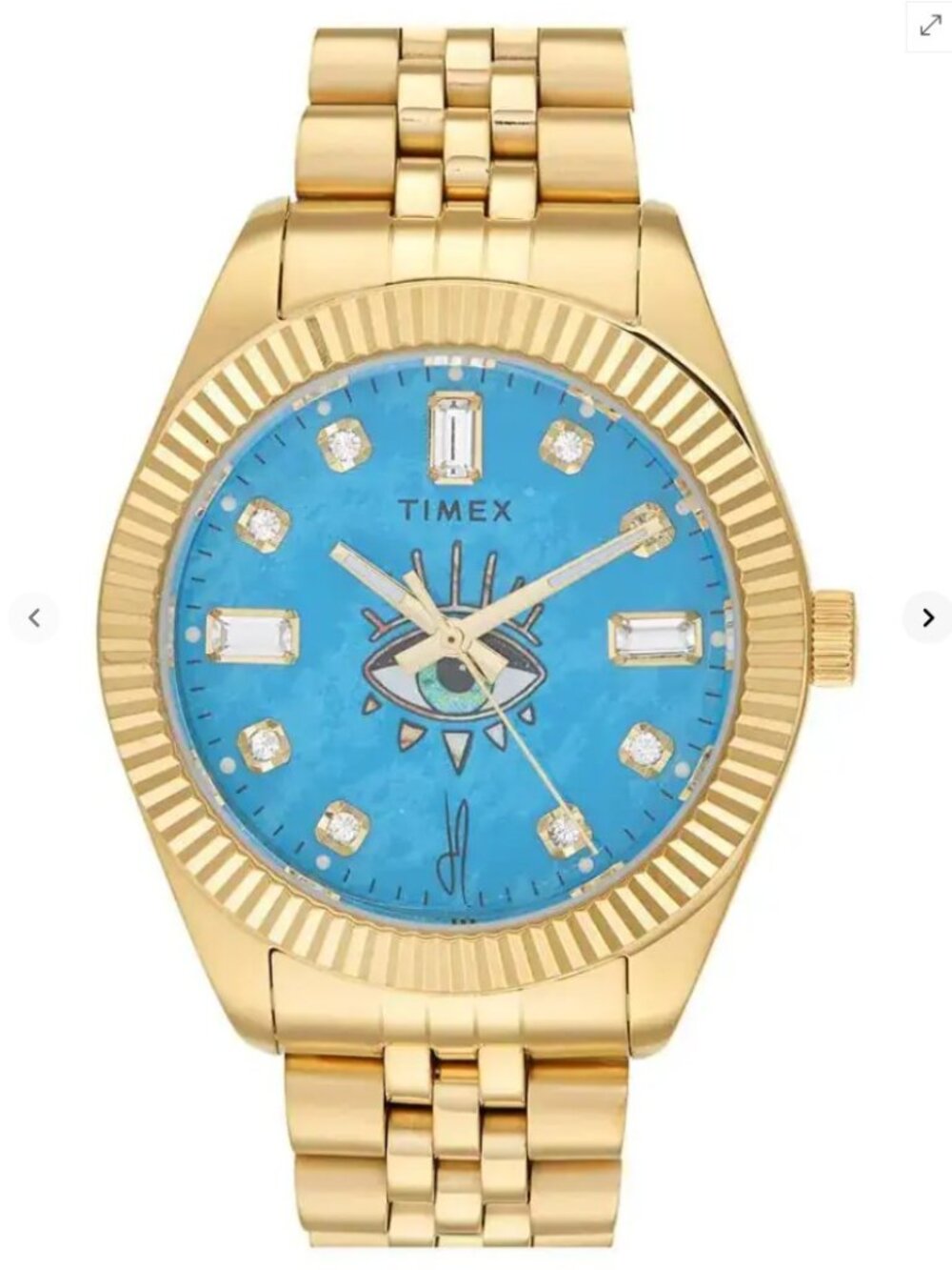 Timex x Jacquie Aiche 36mm Stainless Steel Bracelet - turquoise Evil Eye Watch
